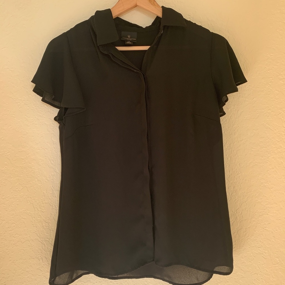 Black Ruffled Sleeve Women's Top